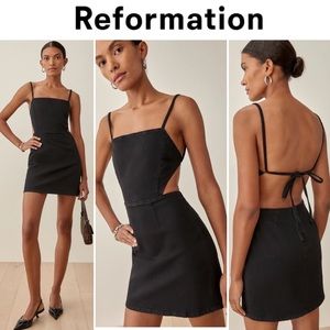 Reformation Kate Tie Back Denim Mini Dress sz 4 NWT 178$